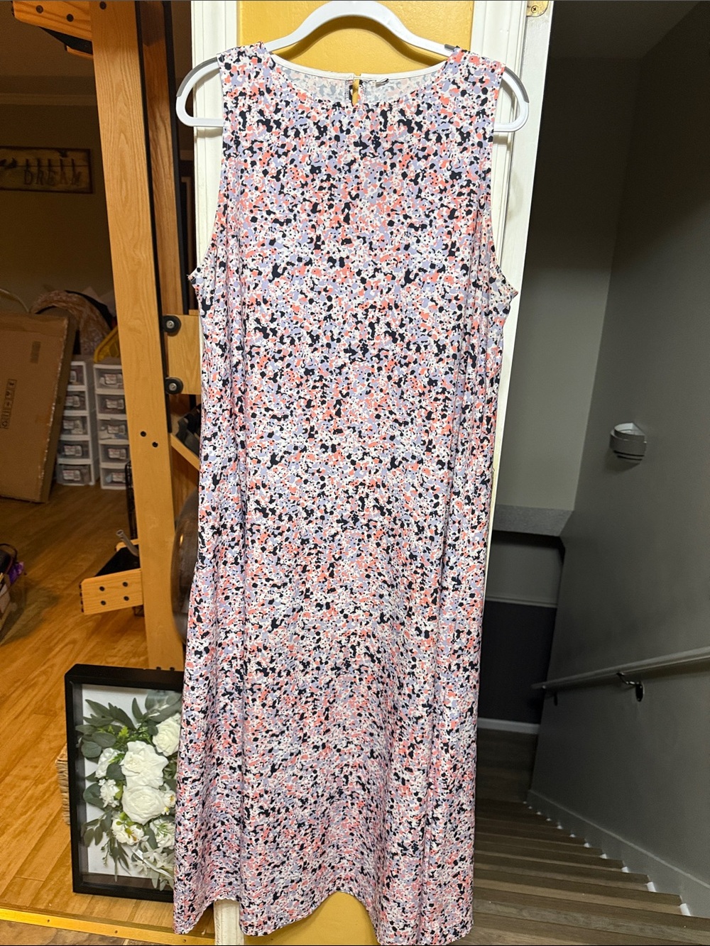 SHEIN XXL Pink Navy White Floral Print Sleeveless Maxi Dress